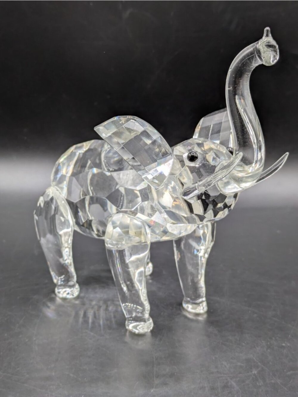 Vintage Shannon Handmade Crystal Elephant Figurine Sculpture Trunk Up 5.5"